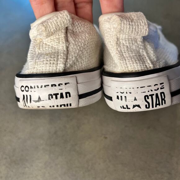 Converse Chuck Taylor Shorline low pro slip on white knit shoes womens size 7 - Picture 5 of 8